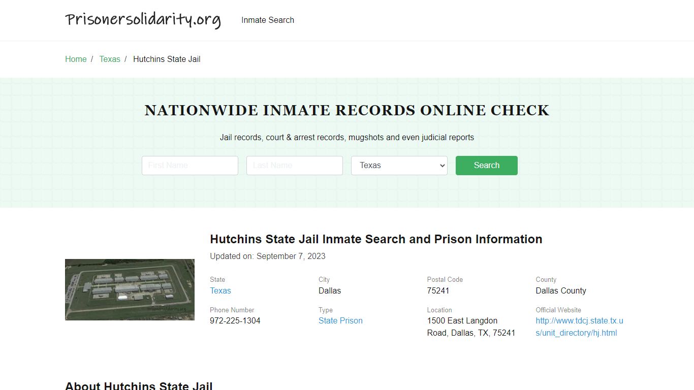 Hutchins State Jail Inmate Search, Visitation, Phone no. & Mailing ...